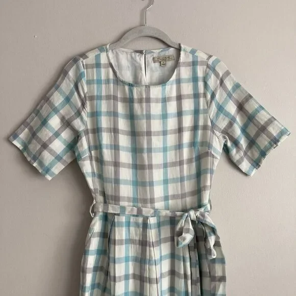 Polagram Anthropologie Blue Gray Checkered Dress Size Small Cottagecore - Picture 5 of 12